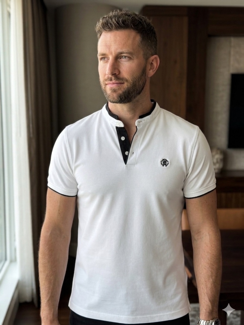 Roberto Cavalli White Polo with Black Trim